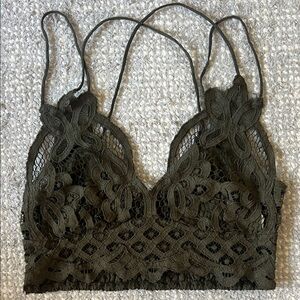 Free People Lace Bandeau in Dark Green